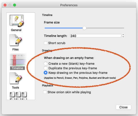 preferences window > timeline section