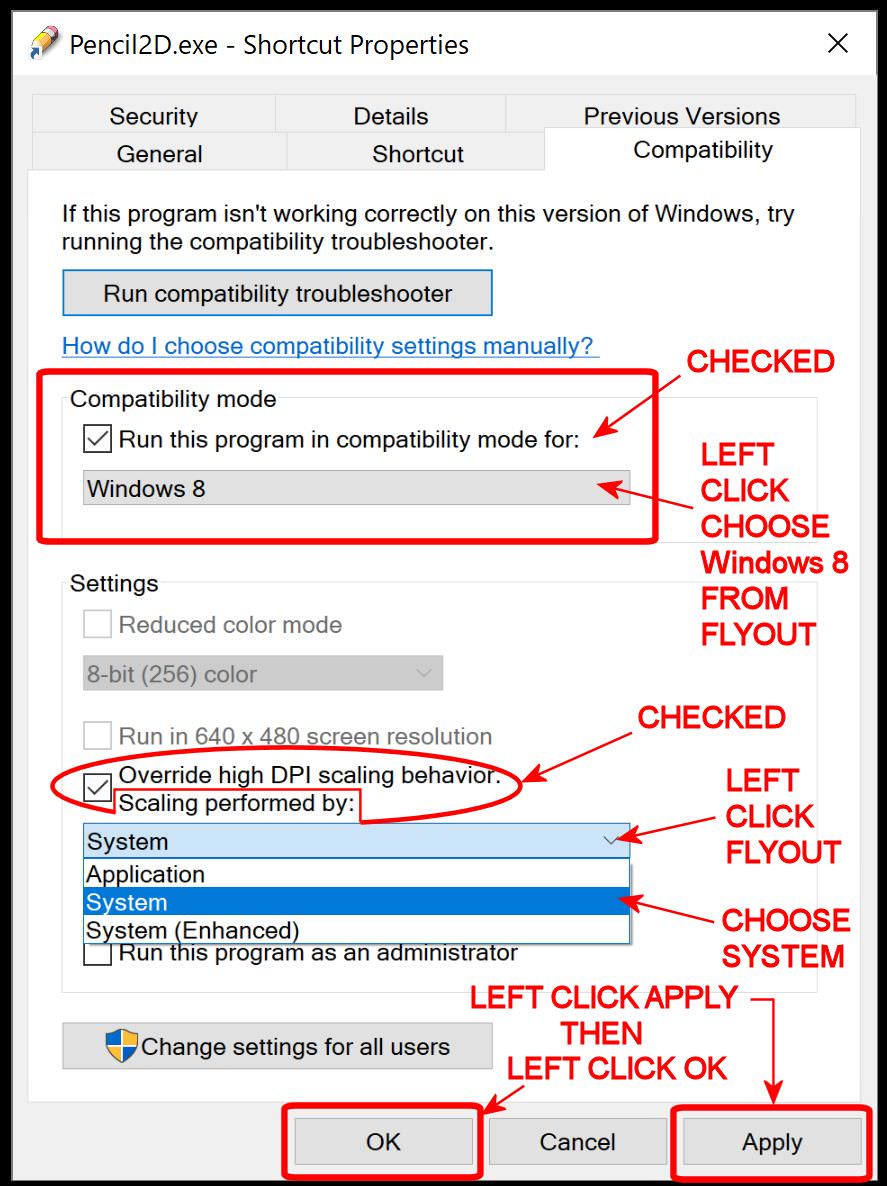 OS Compatibility Menu